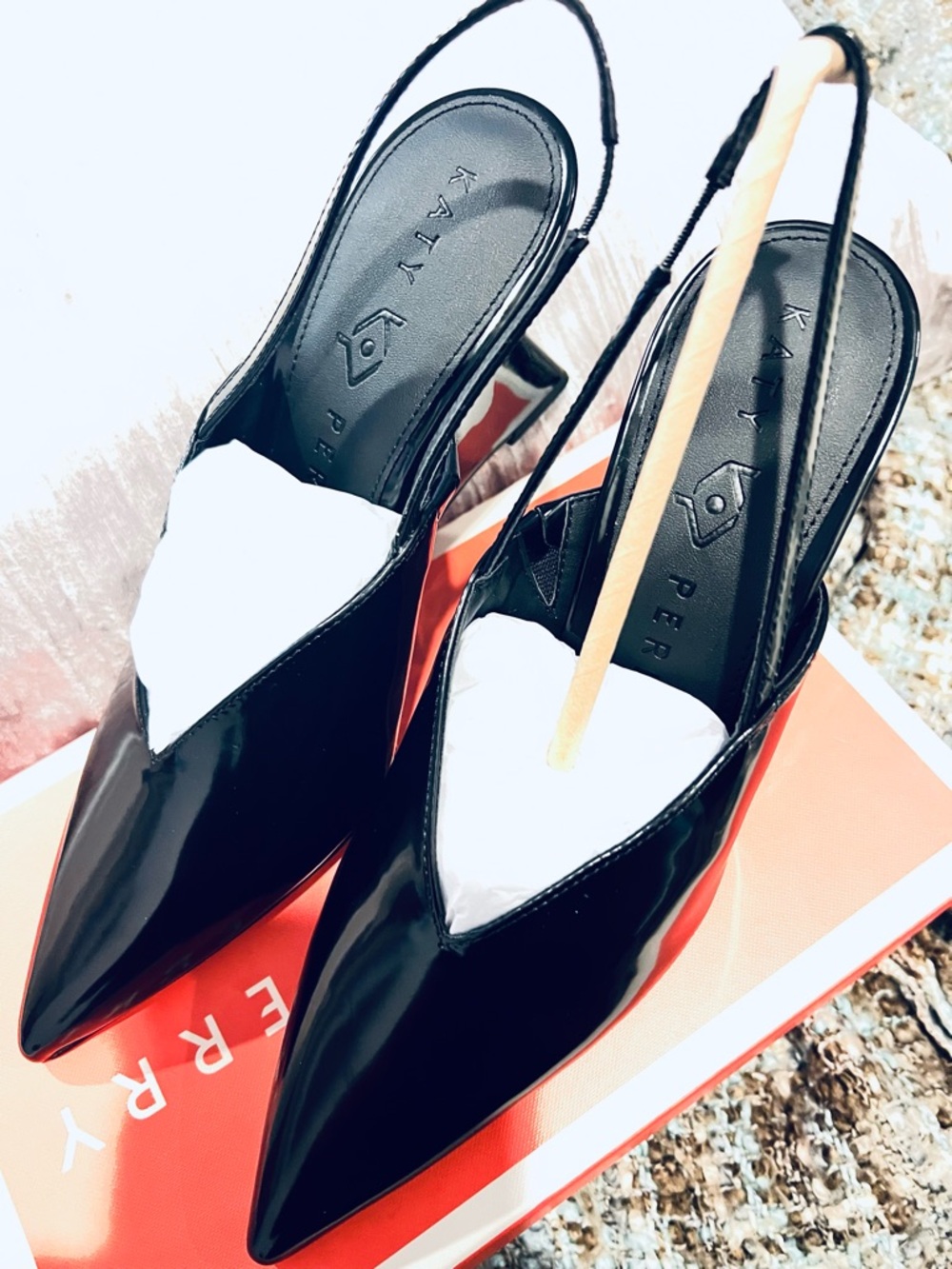 Katy Perry Collections The Trendygirl sling back wedge.. Black Patent Pointed